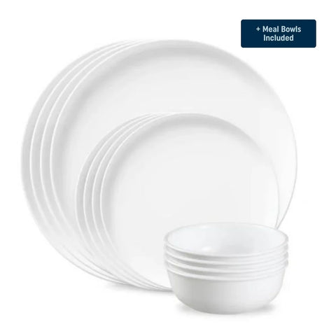 Corelle® Modern Rounds Dinnerware Set – Service for 4 + Meal Bowls
