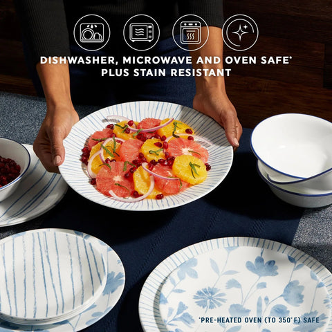 Corelle® Botanical Stripes 12-piece Dinnerware Set, Service for 4