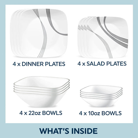 Corelle® Urban Arc 16-piece Dinnerware Set, Service for 4