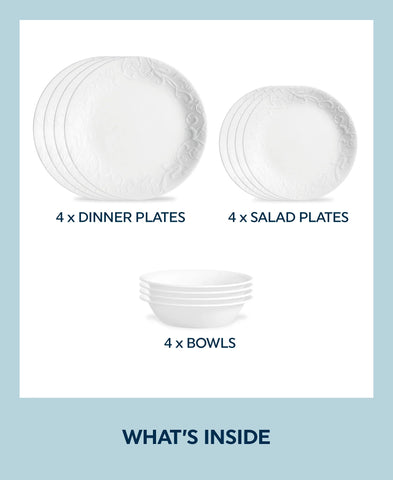 Corelle® Bella Faenza 12-piece Dinnerware Set, Service for 4